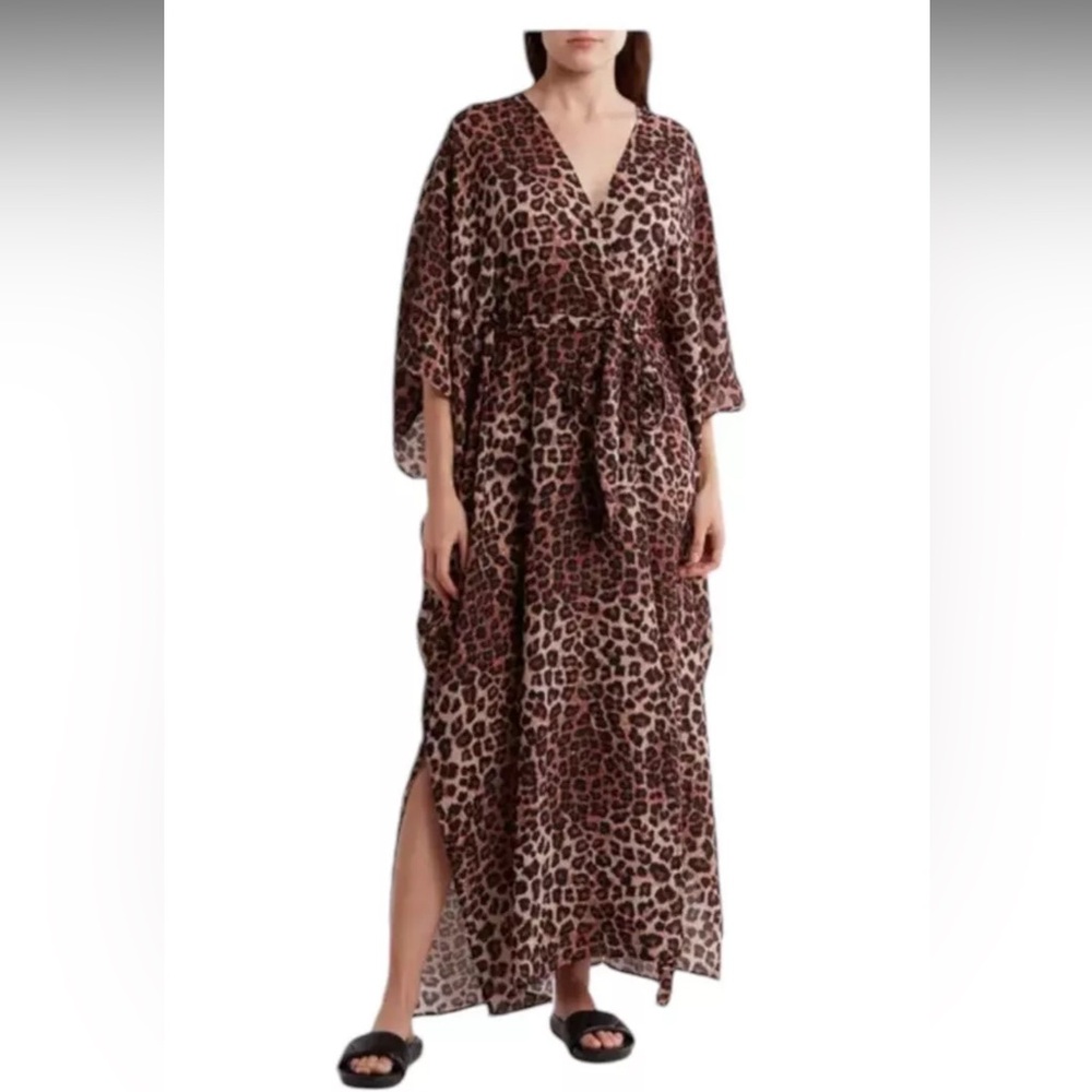 NWT Good American Goddess Robe Cover Up Leopard One Size 0-16
